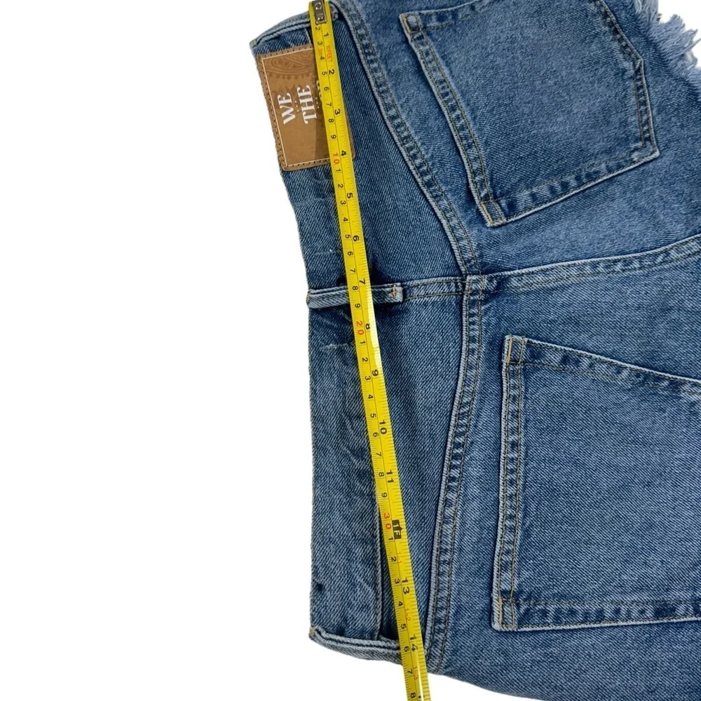 Free People We The Free Blue Distressed Hem Buttons Cheeky Denim Shorts Women 25